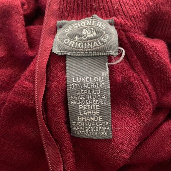 Maroon Mock‎ Neck Sweater LARGE Petite Vintage VTG Designers Originals Deep Red - Picture 6 of 6